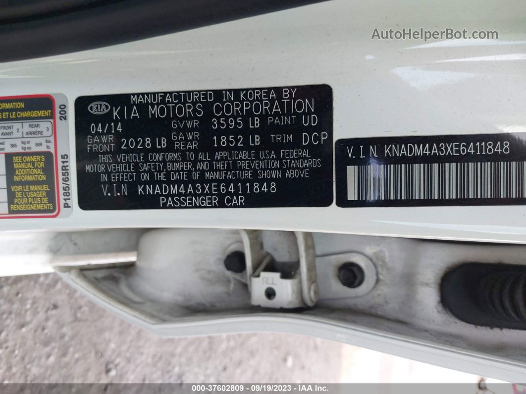 2014 Kia Rio Lx Белый vin: KNADM4A3XE6411848