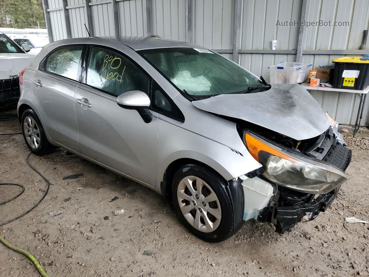 2014 Kia Rio Lx Silver vin: KNADM5A31E6367860