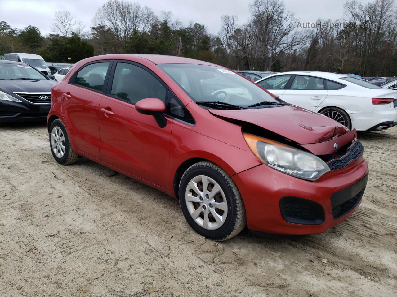 2014 Kia Rio Lx Red vin: KNADM5A32E6362201