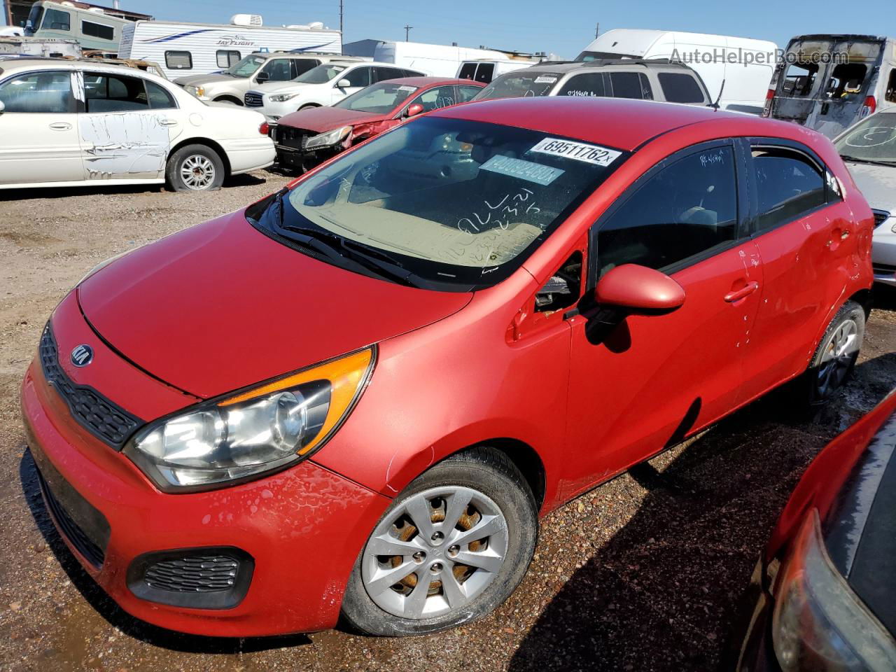 2013 Kia Rio Lx Red vin: KNADM5A33D6190615