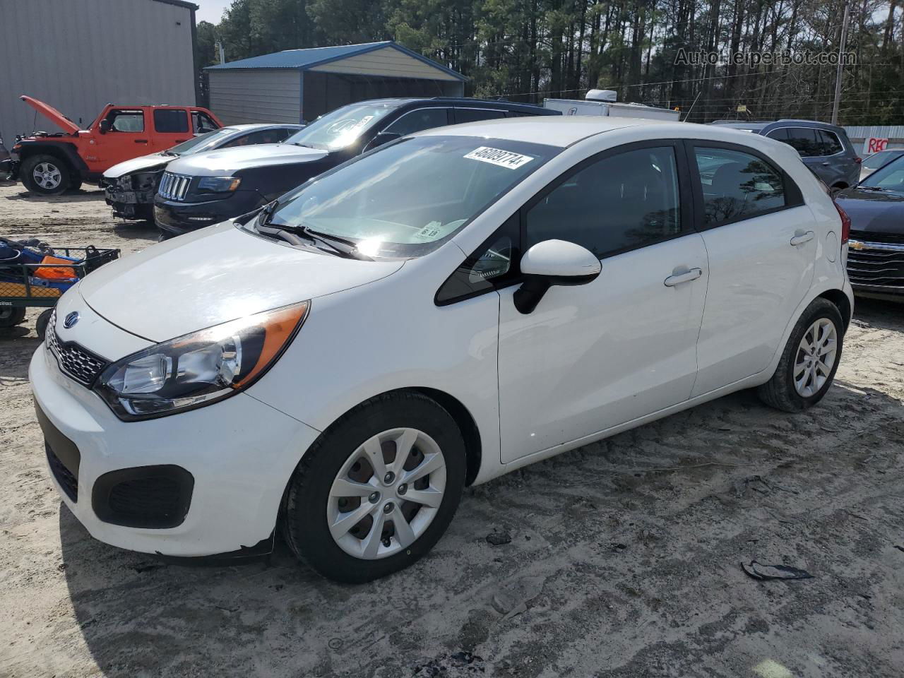 2014 Kia Rio Lx White vin: KNADM5A33E6401202