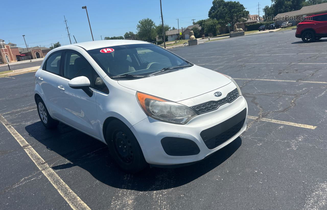 2014 Kia Rio Lx White vin: KNADM5A34E6324565