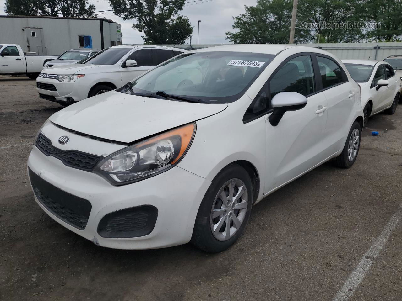 2014 Kia Rio Lx White vin: KNADM5A35E6406756