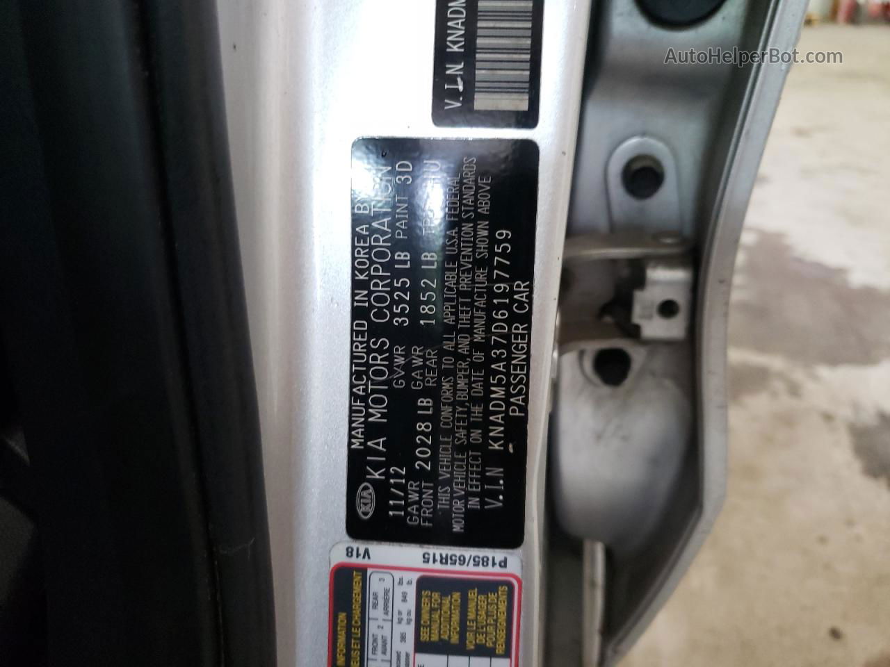 2013 Kia Rio Lx Silver vin: KNADM5A37D6197759