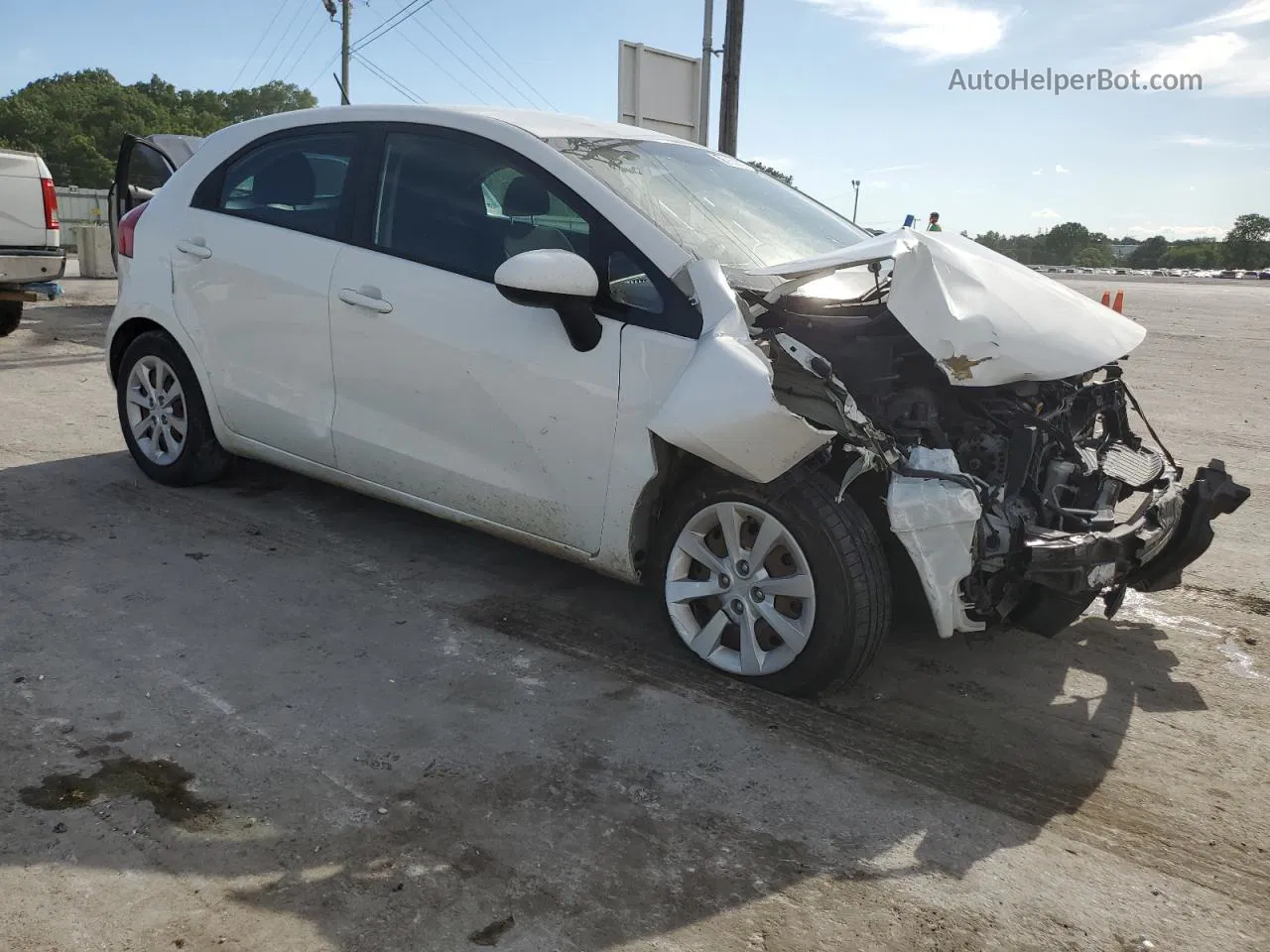 2013 Kia Rio Lx White vin: KNADM5A38D6241459