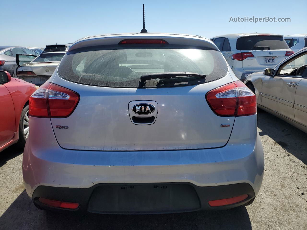 2014 Kia Rio Lx Silver vin: KNADM5A38E6333639