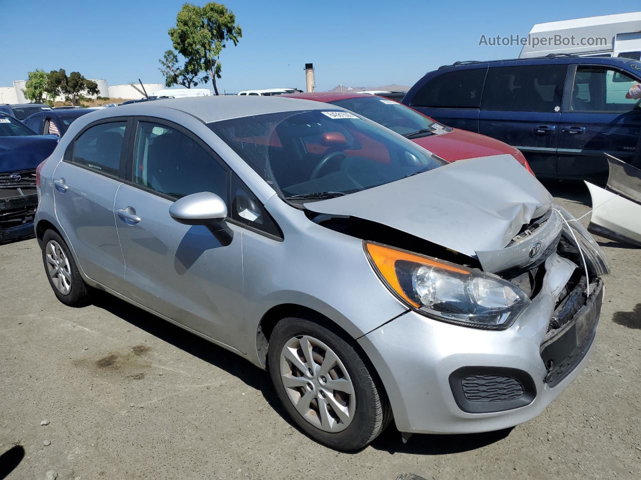 2014 Kia Rio Lx Silver vin: KNADM5A38E6333639