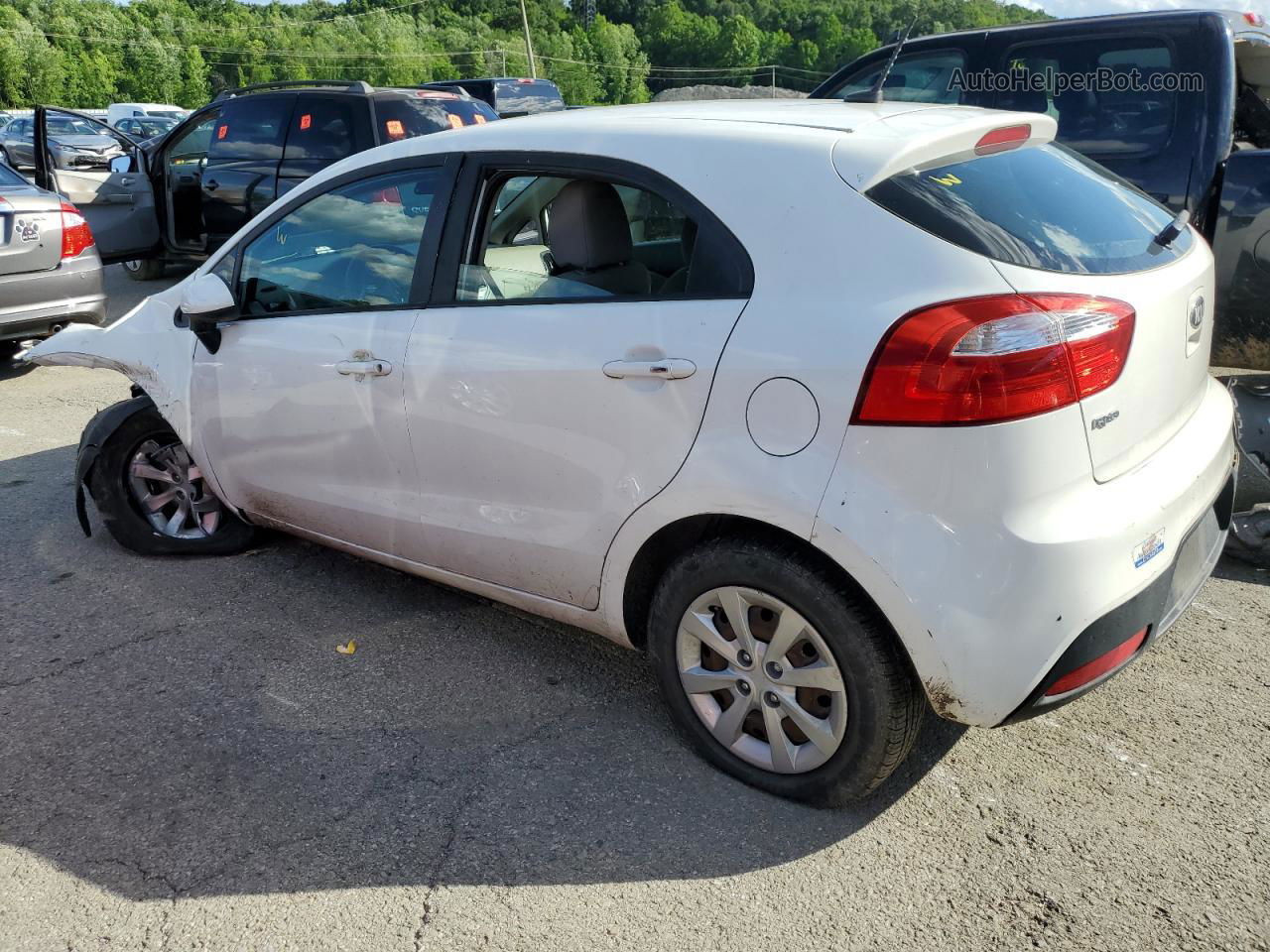 2014 Kia Rio Lx White vin: KNADM5A38E6417296