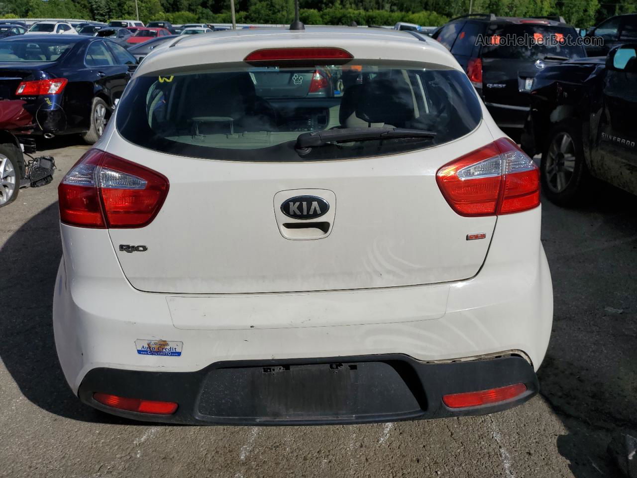 2014 Kia Rio Lx White vin: KNADM5A38E6417296