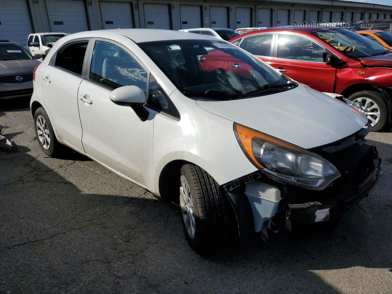 2014 Kia Rio Lx White vin: KNADM5A38E6417296