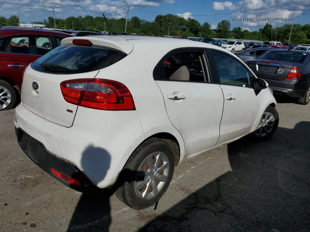 2014 Kia Rio Lx White vin: KNADM5A38E6417296