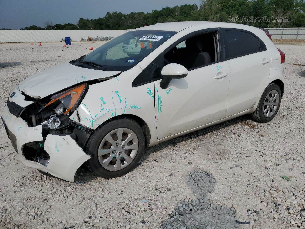 2013 Kia Rio Lx White vin: KNADM5A39D6100271