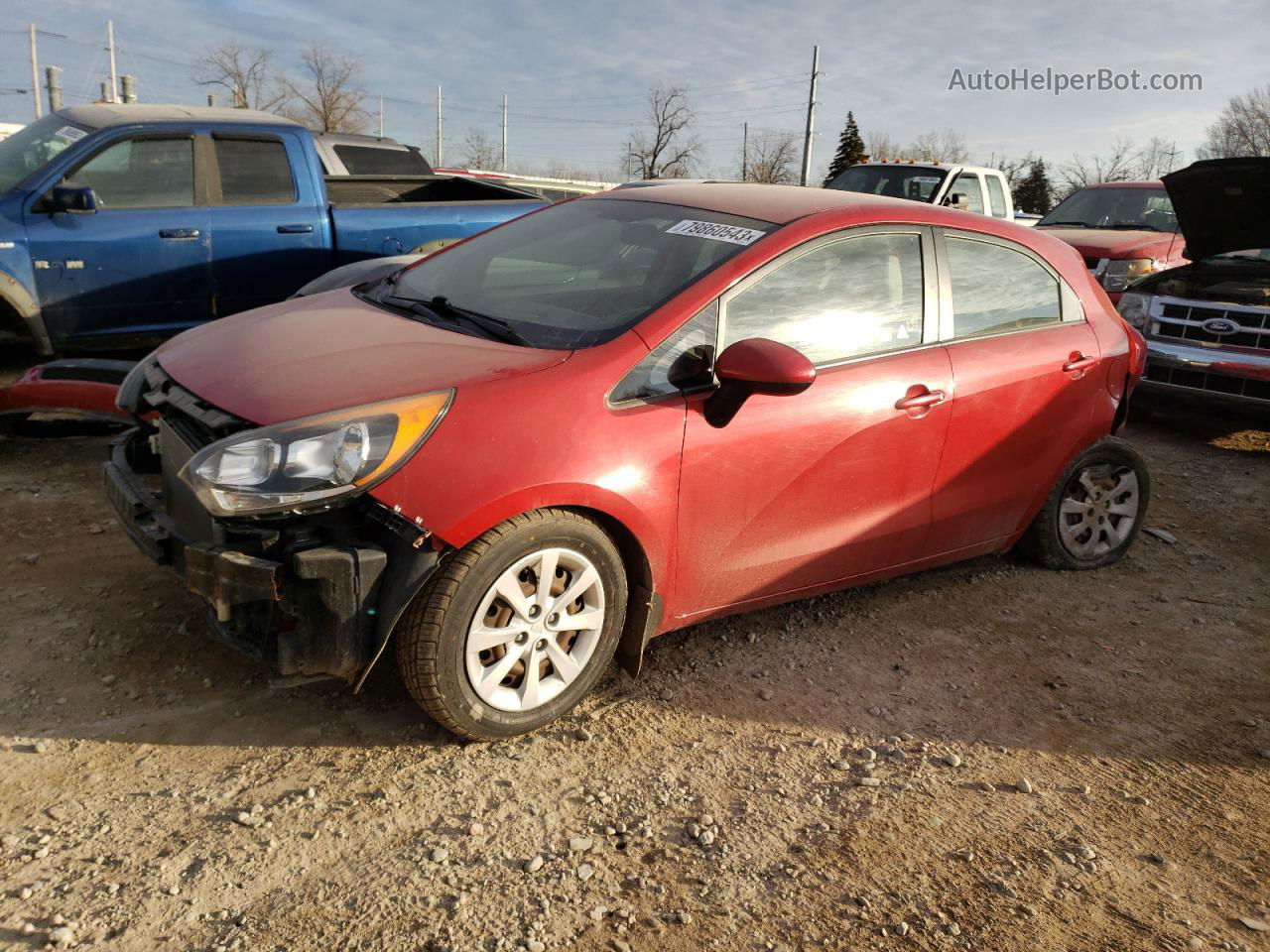 2013 Kia Rio Lx Red vin: KNADM5A39D6307033