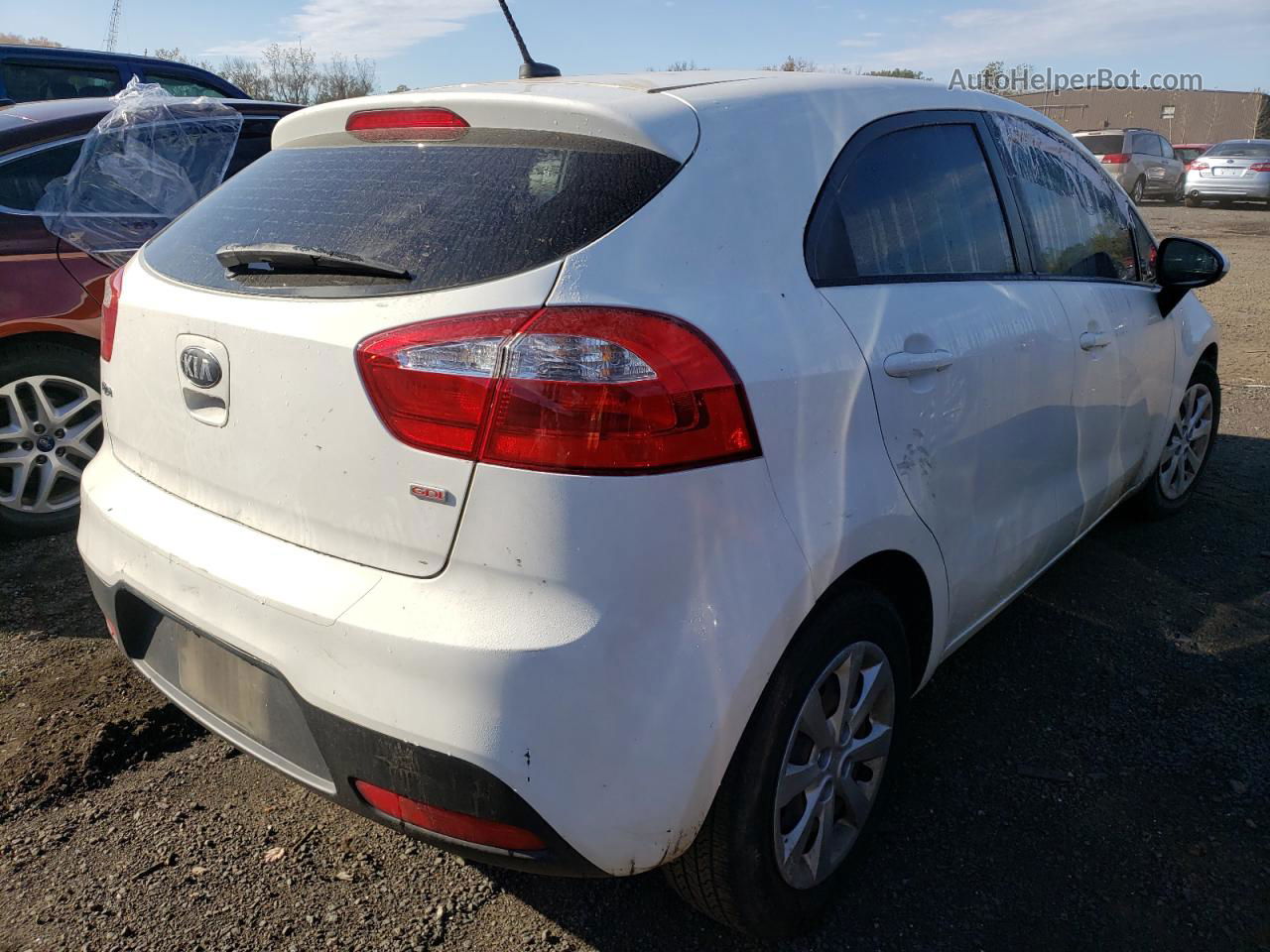 2014 Kia Rio Lx White vin: KNADM5A39E6415248