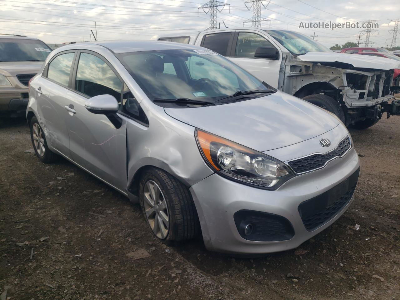 2013 Kia Rio Ex Серебряный vin: KNADN5A37D6189366