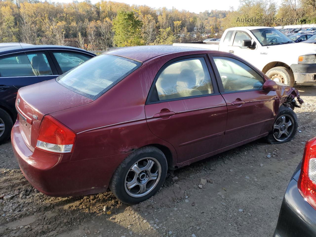 2007 Kia Spectra Ex Burgundy vin: KNAFE121075379020