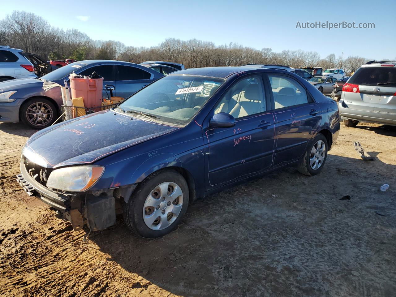 2005 Kia Spectra Lx Синий vin: KNAFE121155192365