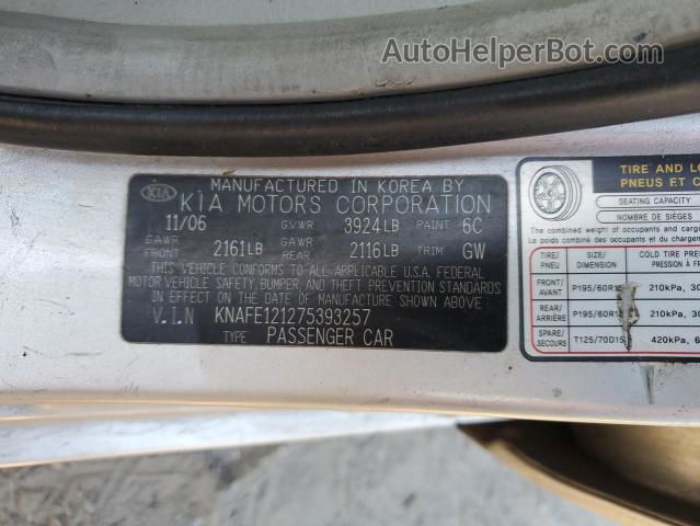 2007 Kia Spectra Ex Silver vin: KNAFE121275393257