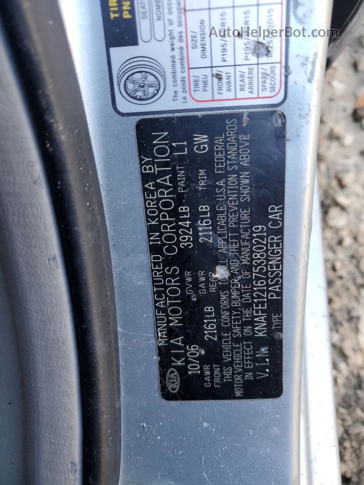 2007 Kia Spectra Ex Silver vin: KNAFE121675380219