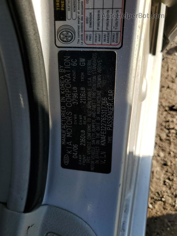 2006 Kia Spectra Lx Silver vin: KNAFE122765317766