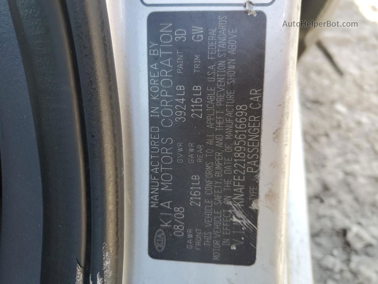 2009 Kia Spectra Ex Silver vin: KNAFE221895616698