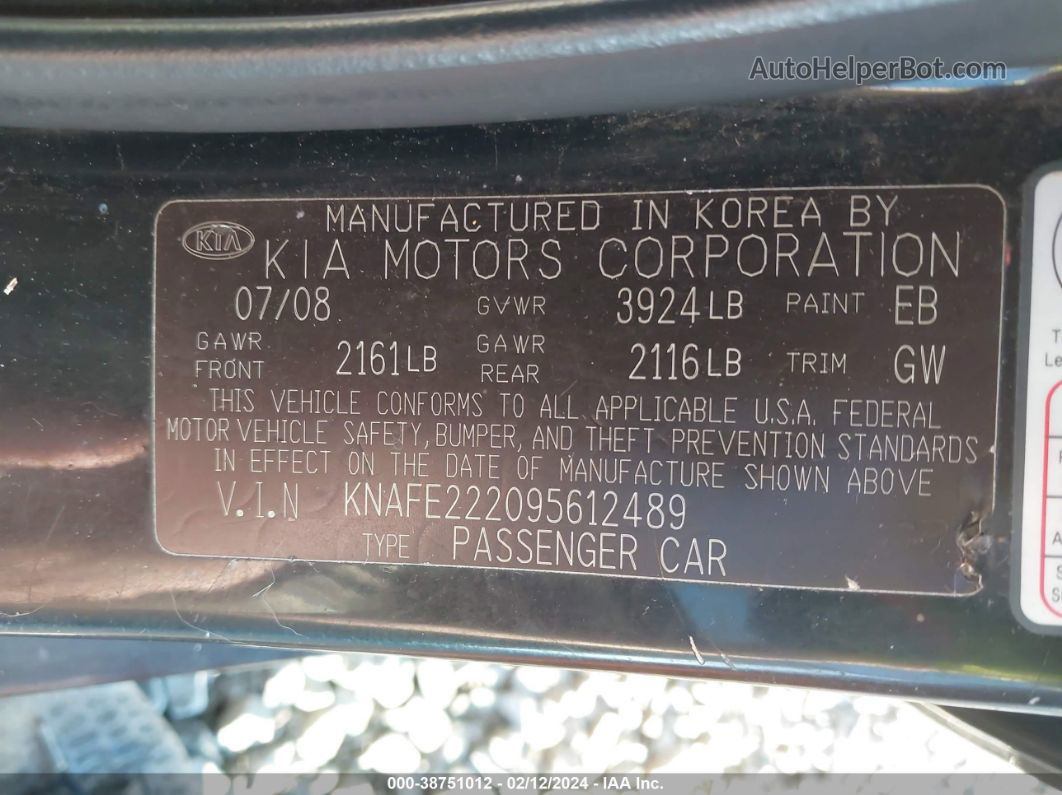 2009 Kia Spectra Lx Черный vin: KNAFE222095612489