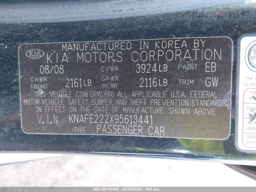 2009 Kia Spectra Ex Black vin: KNAFE222X95613441