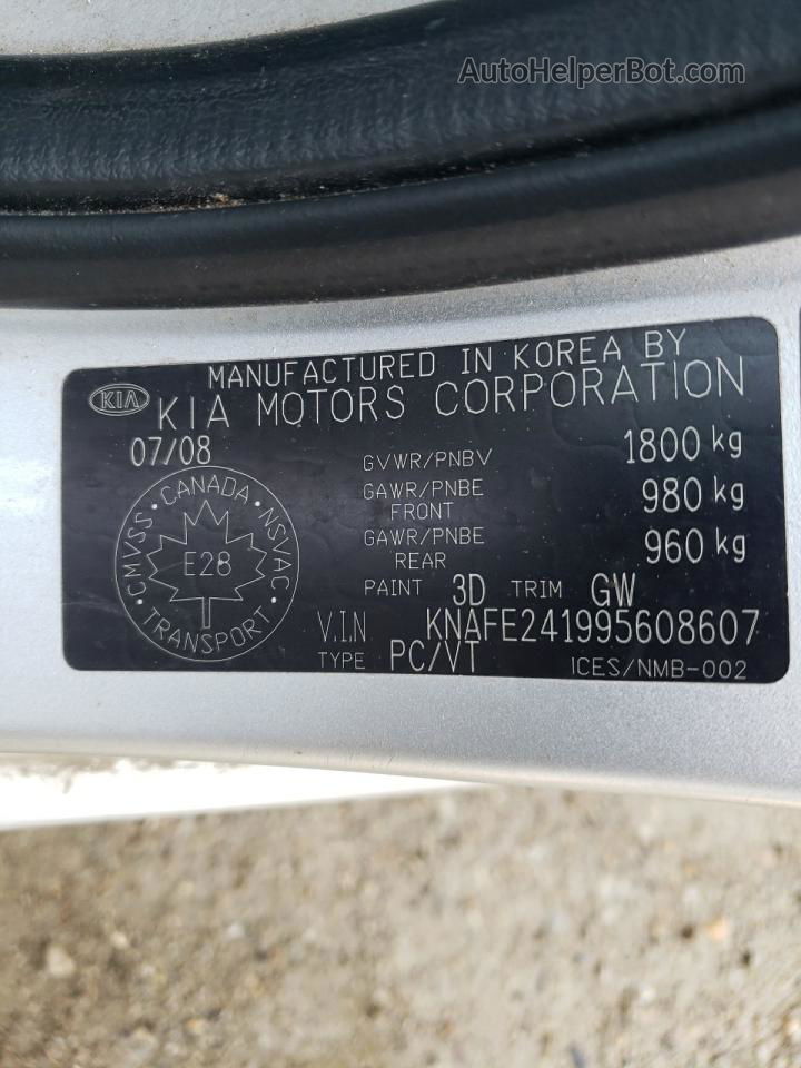 2009 Kia Spectra Sx Silver vin: KNAFE241995608607