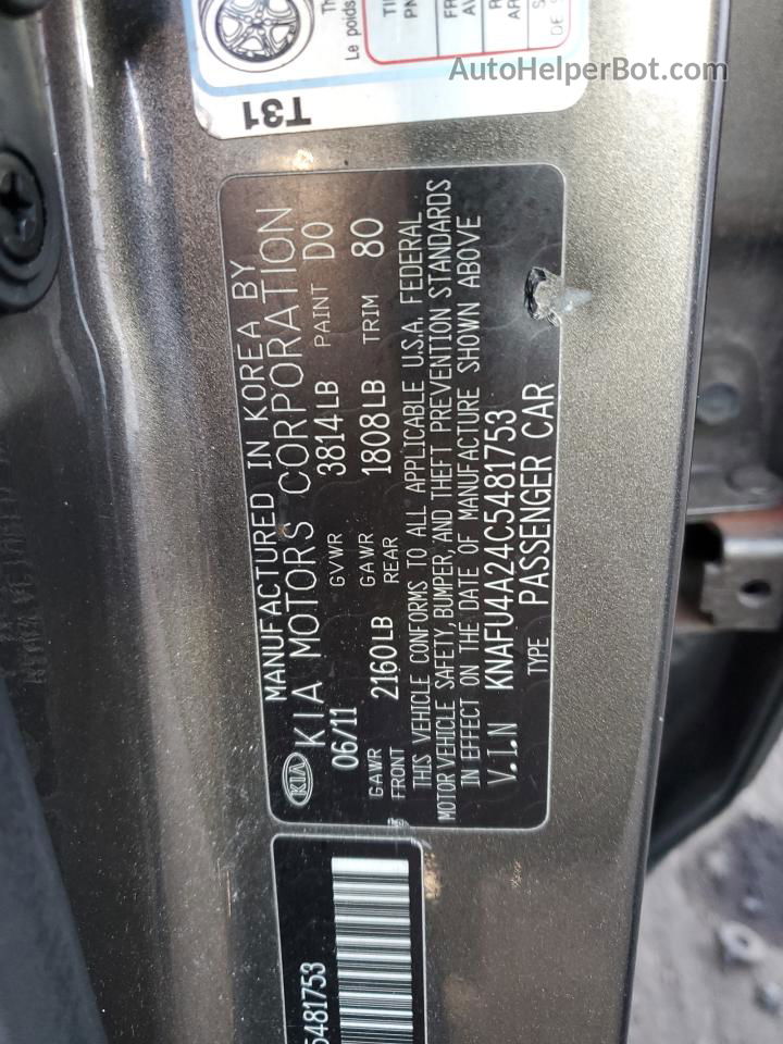 2012 Kia Forte Ex Gray vin: KNAFU4A24C5481753