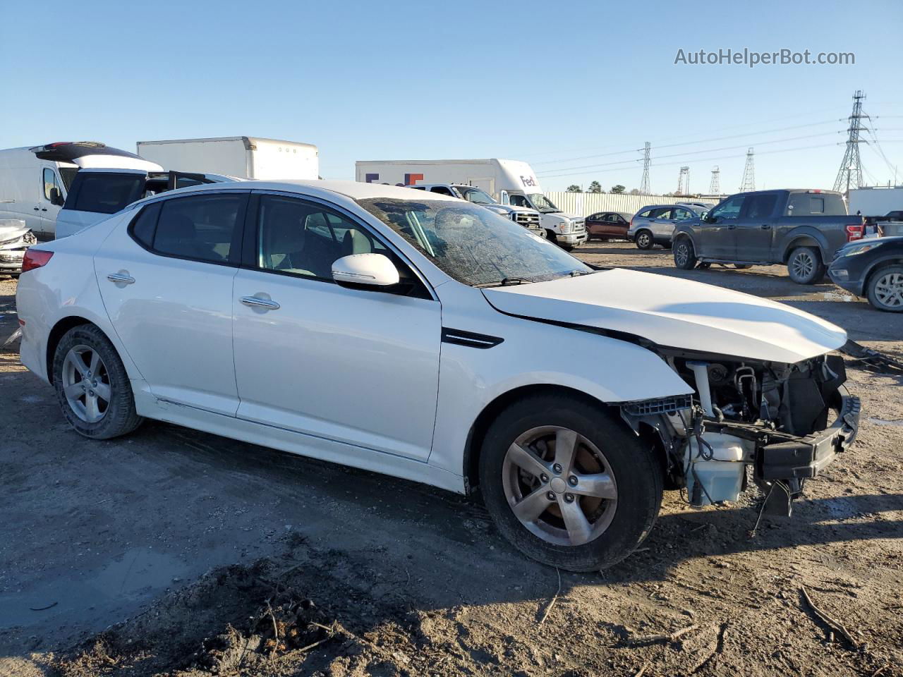 2014 Kia Optima Lx White vin: KNAGM4A74E5455060