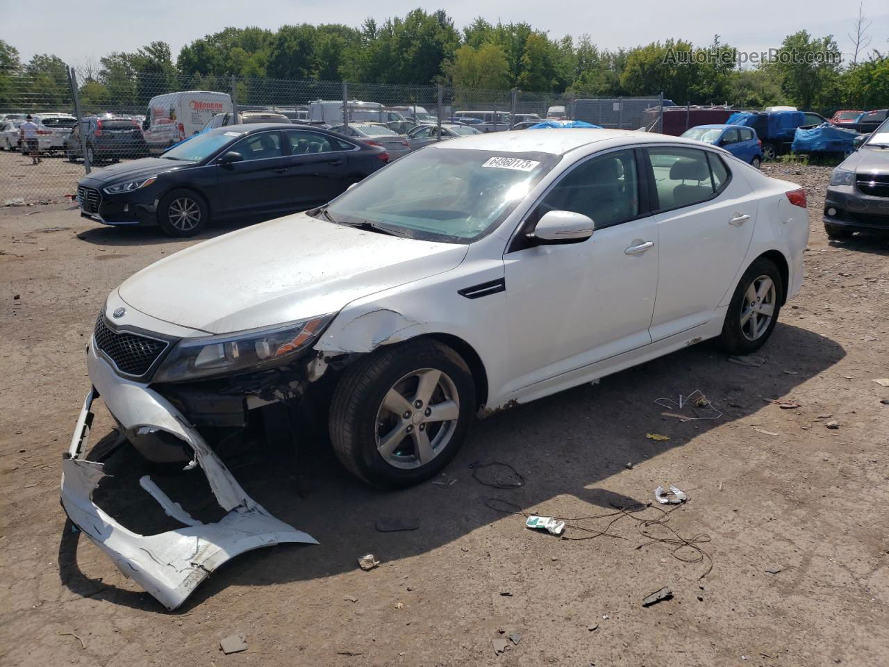 2014 Kia Optima Lx White vin: KNAGM4A74E5499754