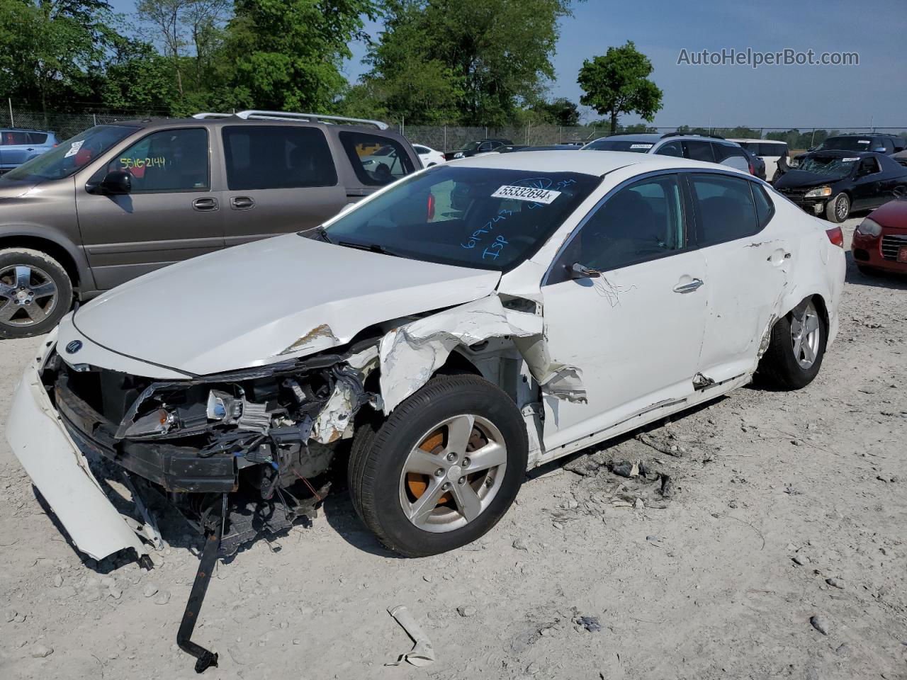 2015 Kia Optima Lx White vin: KNAGM4A74F5626147