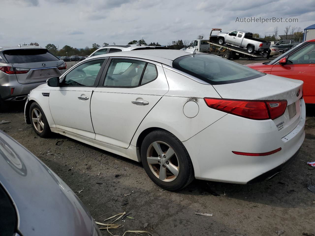 2015 Kia Optima Lx White vin: KNAGM4A74F5649699