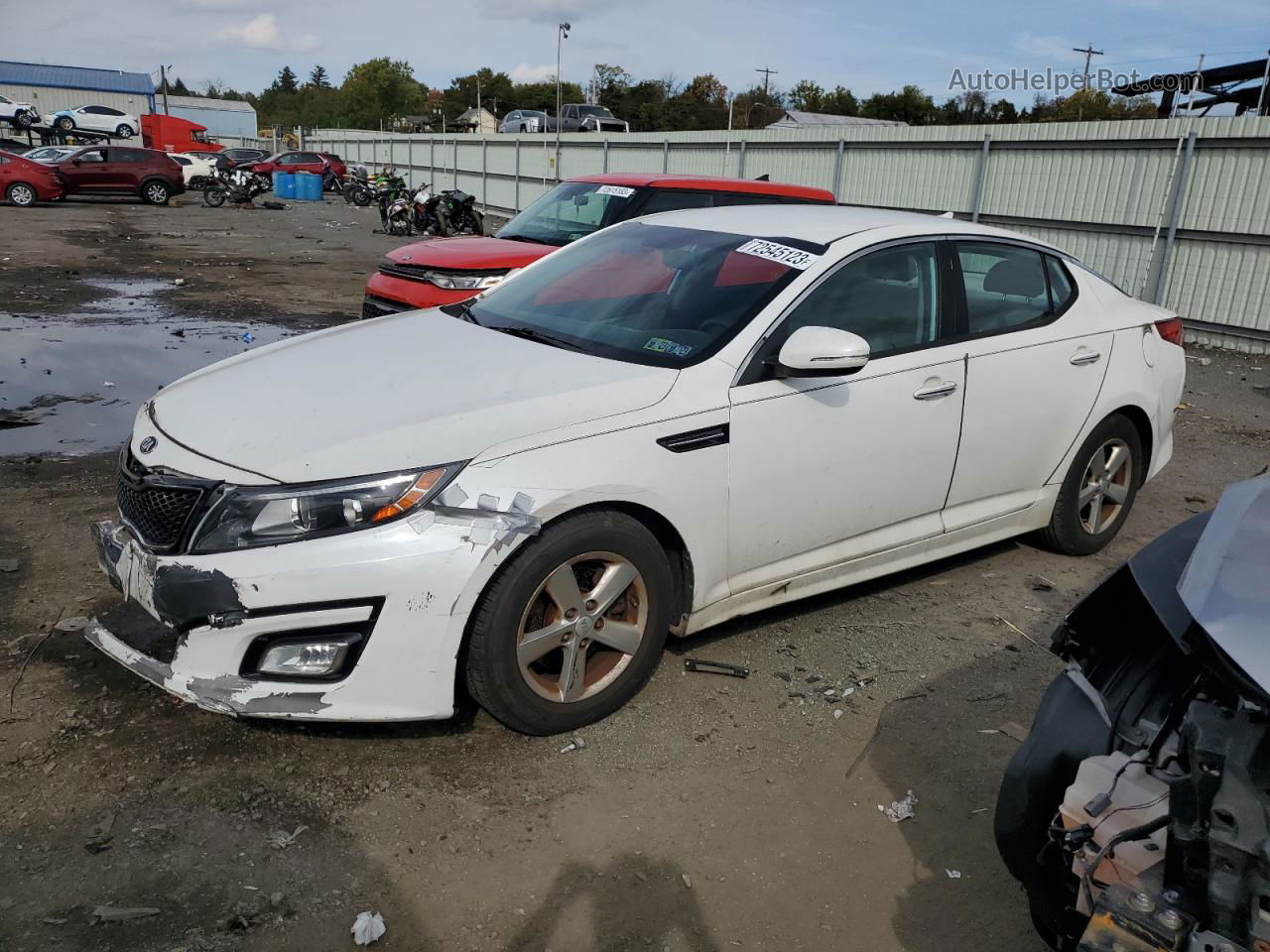 2015 Kia Optima Lx White vin: KNAGM4A74F5649699