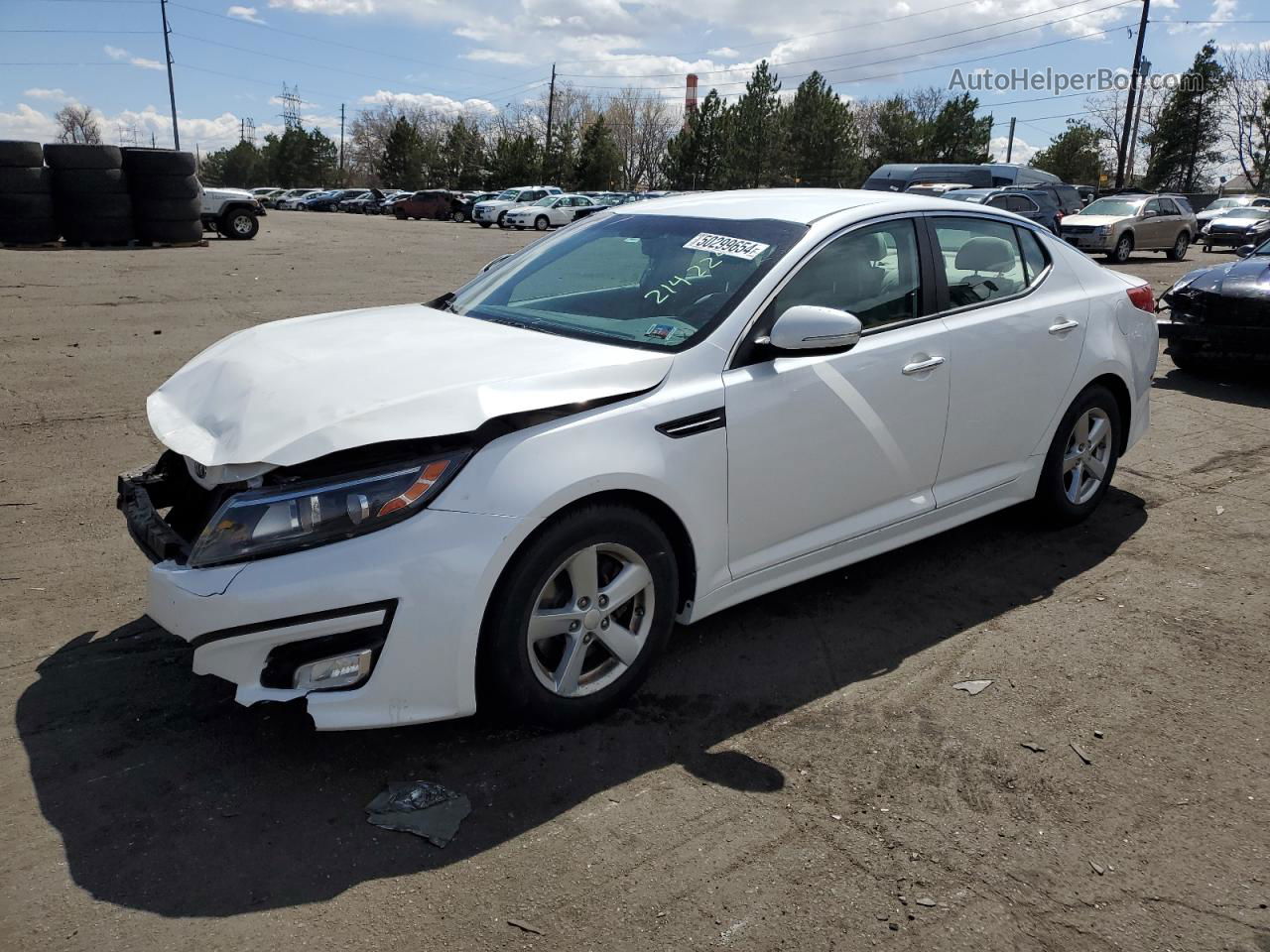 2015 Kia Optima Lx White vin: KNAGM4A75F5556853