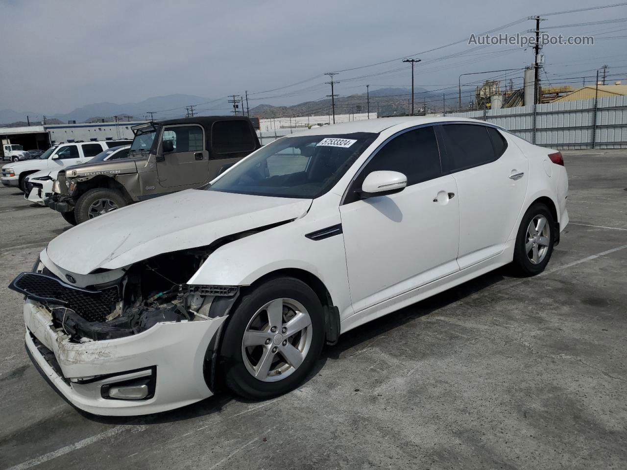 2015 Kia Optima Lx White vin: KNAGM4A76F5640017