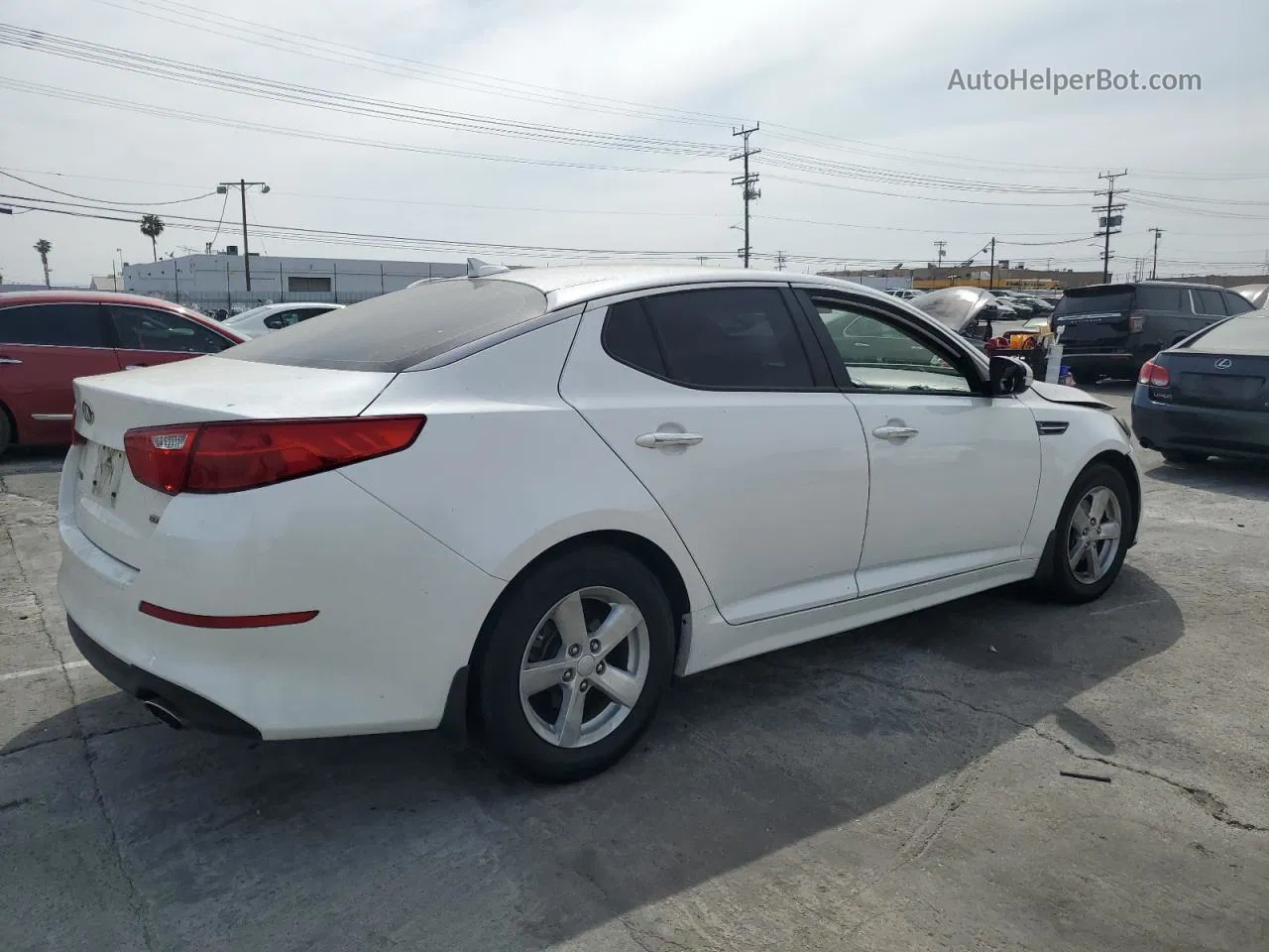 2015 Kia Optima Lx White vin: KNAGM4A76F5640017