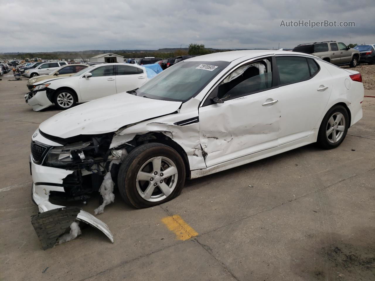 2015 Kia Optima Lx White vin: KNAGM4A77F5580314