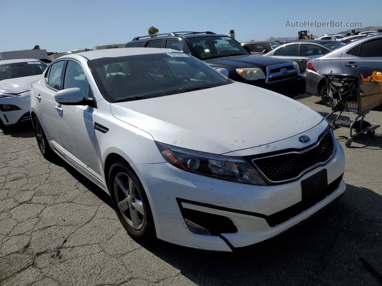 2014 Kia Optima Lx White vin: KNAGM4A79E5481511