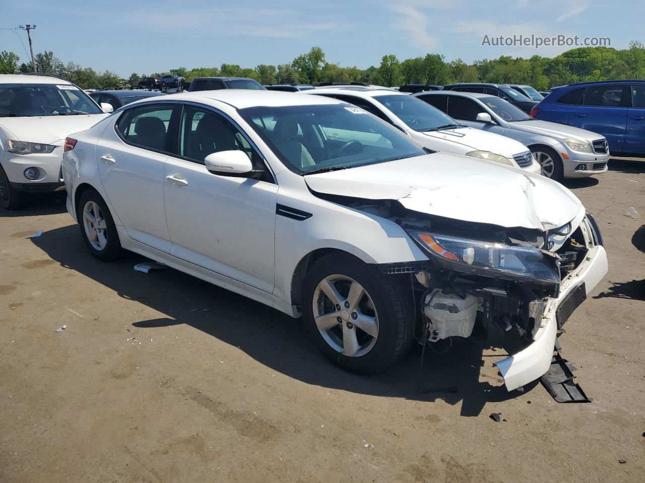 2015 Kia Optima Lx White vin: KNAGM4A79F5663534