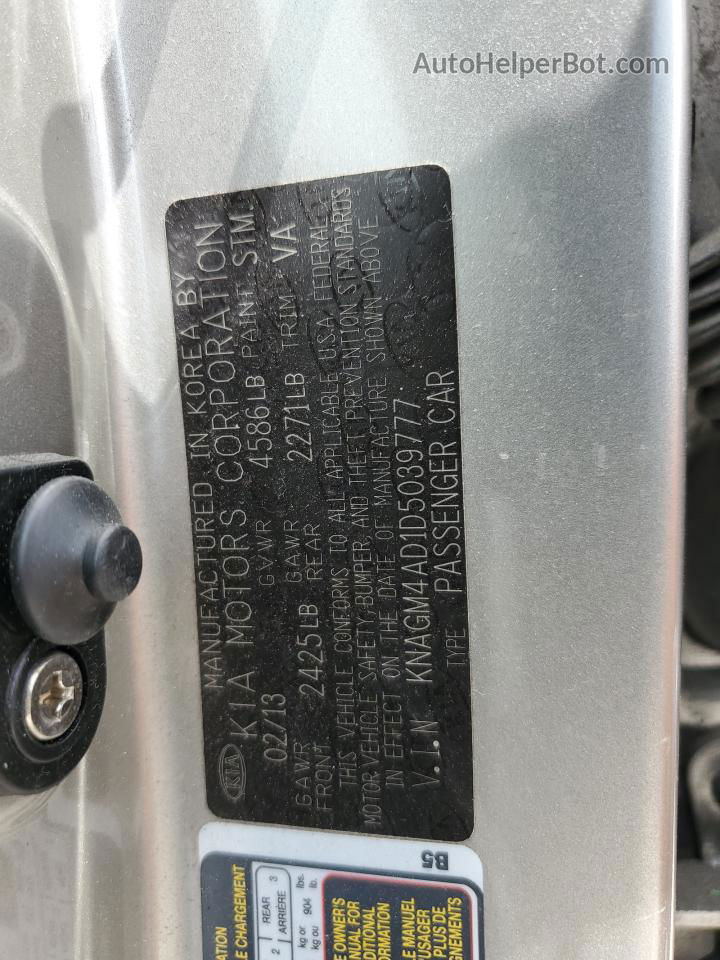 2013 Kia Optima Hybrid Silver vin: KNAGM4AD1D5039777
