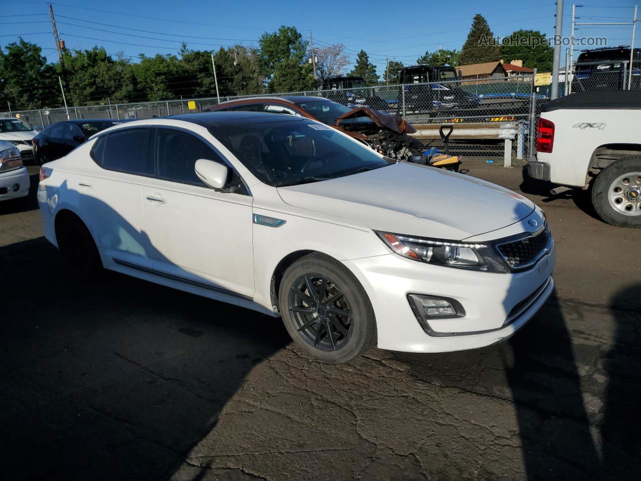 2014 Kia Optima Hybrid White vin: KNAGN4AD2E5073628