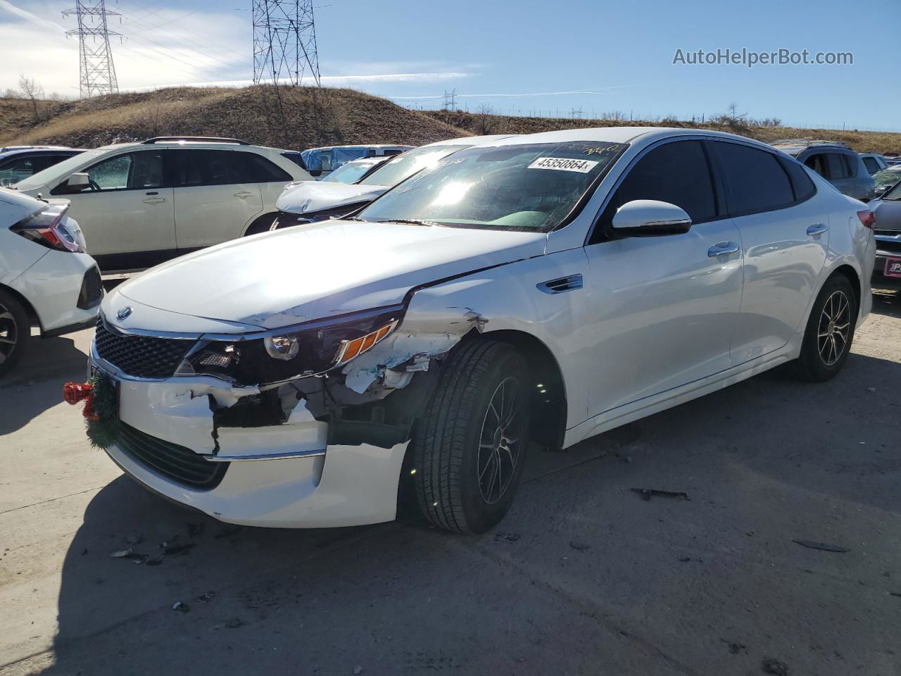 2017 Kia Optima Lx White vin: KNAGT4L3XH5161213