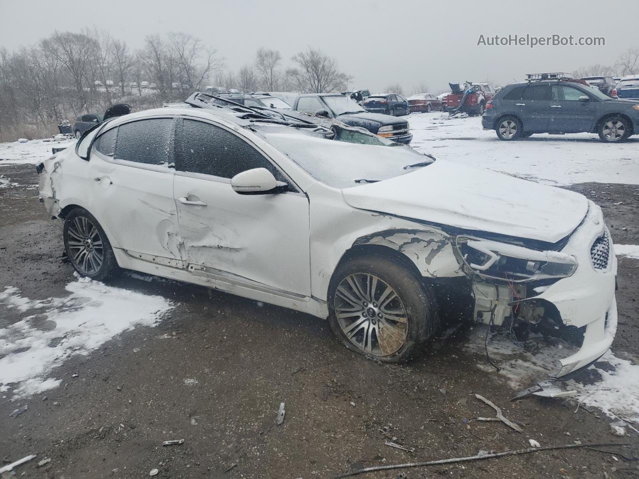 2014 Kia Cadenza Premium White vin: KNALN4D70E5139548