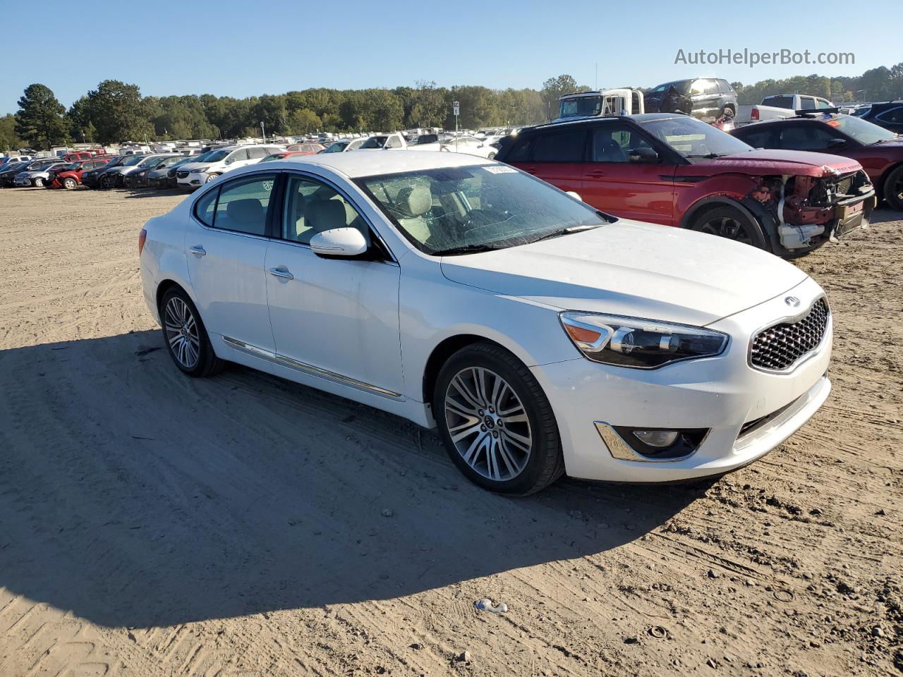 2014 Kia Cadenza Premium White vin: KNALN4D71E5160814