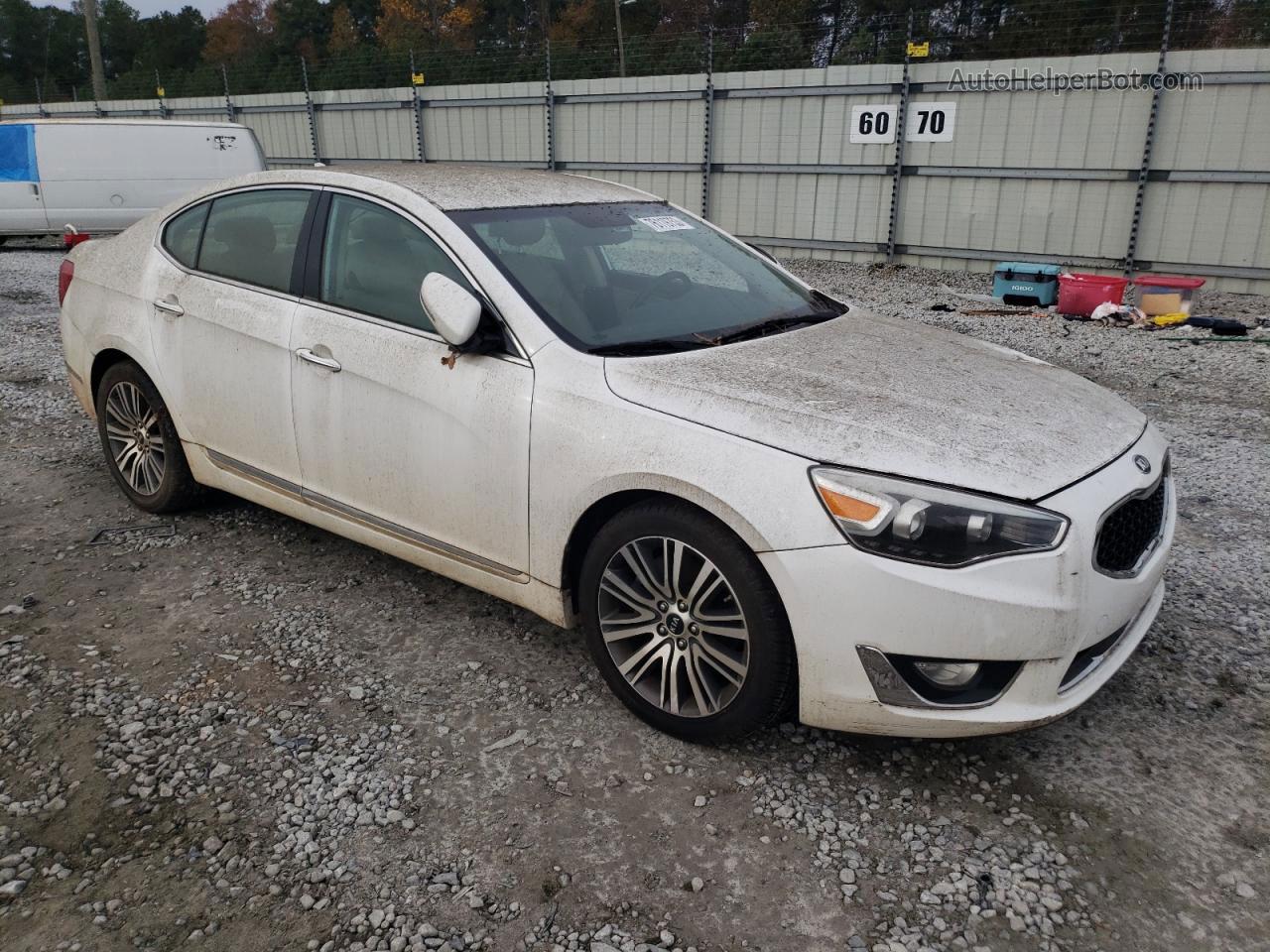 2014 Kia Cadenza Premium White vin: KNALN4D72E5143522