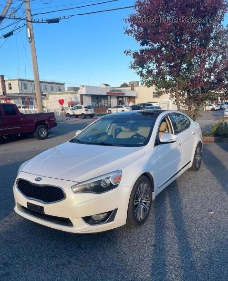 2014 Kia Cadenza Premium White vin: KNALN4D74E5125328