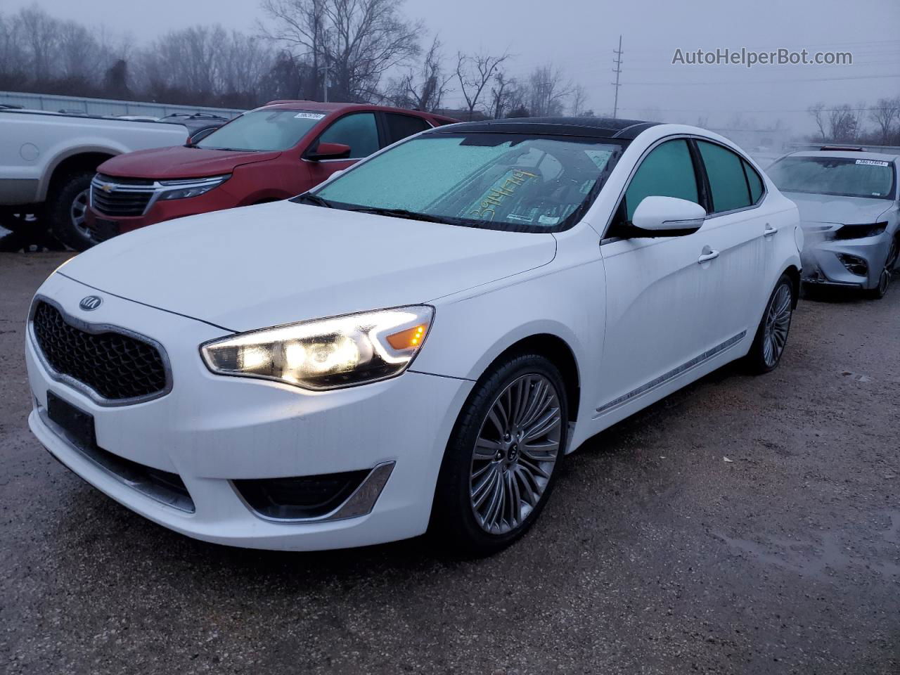 2014 Kia Cadenza Premium White vin: KNALN4D74E5147118