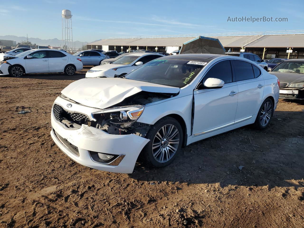 2014 Kia Cadenza Premium White vin: KNALN4D74E5166901