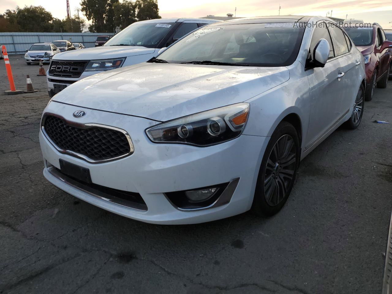 2014 Kia Cadenza Premium White vin: KNALN4D75E5125872